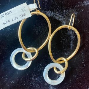 14k gold & mother of pearl dangle earrings